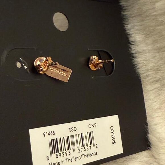 NEW Coach SIGNATURE "C" PAVE BAR Sparkle STUD EARRINGS Rose Gold-tone w/Gift Bag - Picture 11 of 13